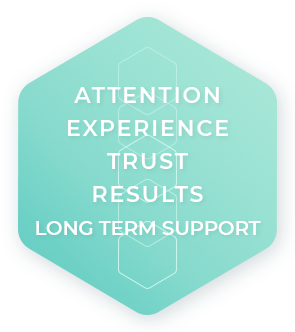 Attention, experience, trust, results, long term support.